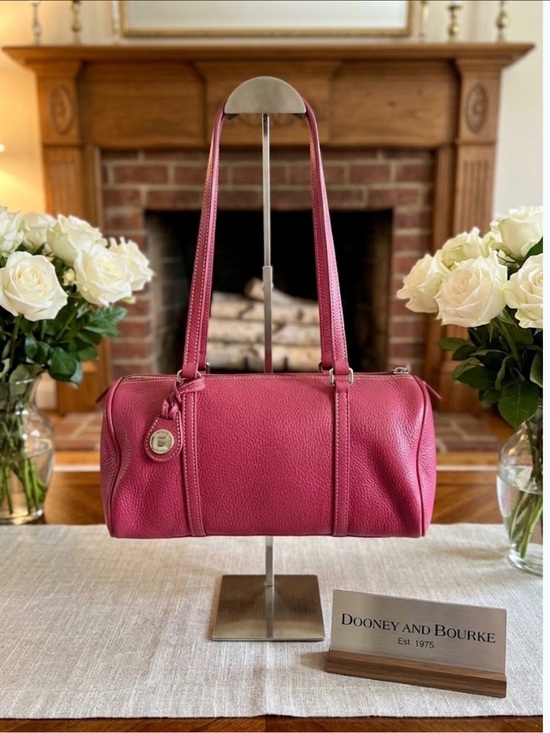 Dooney & Bourke Handbags - Dooney & Bourke Rose Pink Pebbled Leather Barrel Shoulder Bag